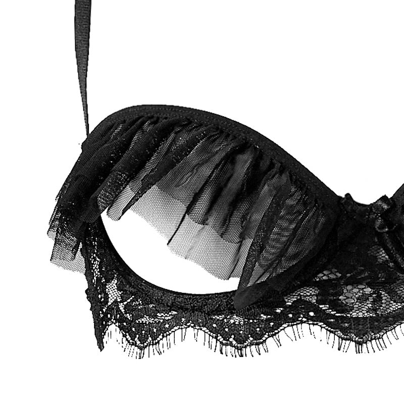 FREEDOMBEAUTY | FQ2676 Hollow bra ruffle edge sexy tulle with rim lace eye mask sexy underwear panty suit desire