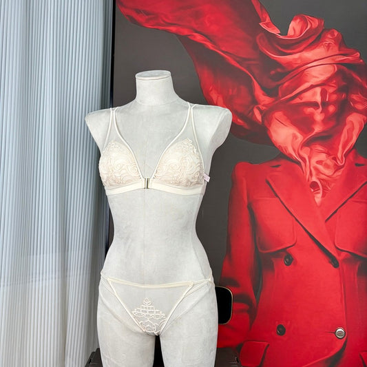 FREEDOMBEAUTY | Special FQ2801 Front Buckle Underwear Women's No Rim Bra French Embroidered Bra Sexy Pure Desire Comfortable