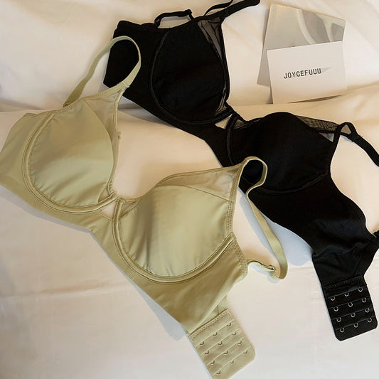 Freedombeauty | French Large Size Traceless Mesh Hollow Underwear Women's Thin Large Breast Small Soft Support Anti-sagging Beautiful Back Bra