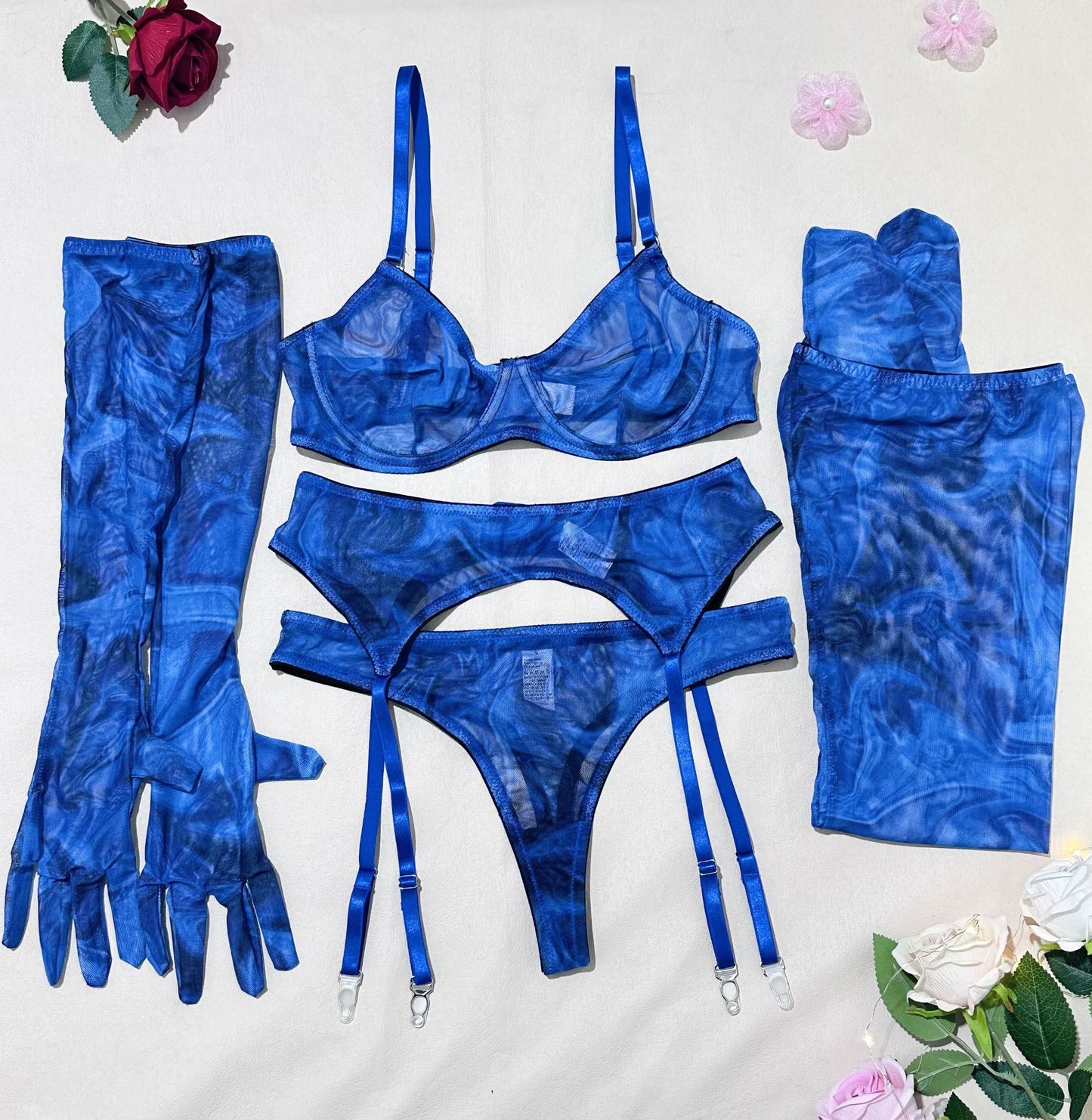 FREEDOMBEAUTY | Hot Sale Fashion Classic Erotic Lingerie Set Sexy Printed Steel Rim Gathering Bust Bra