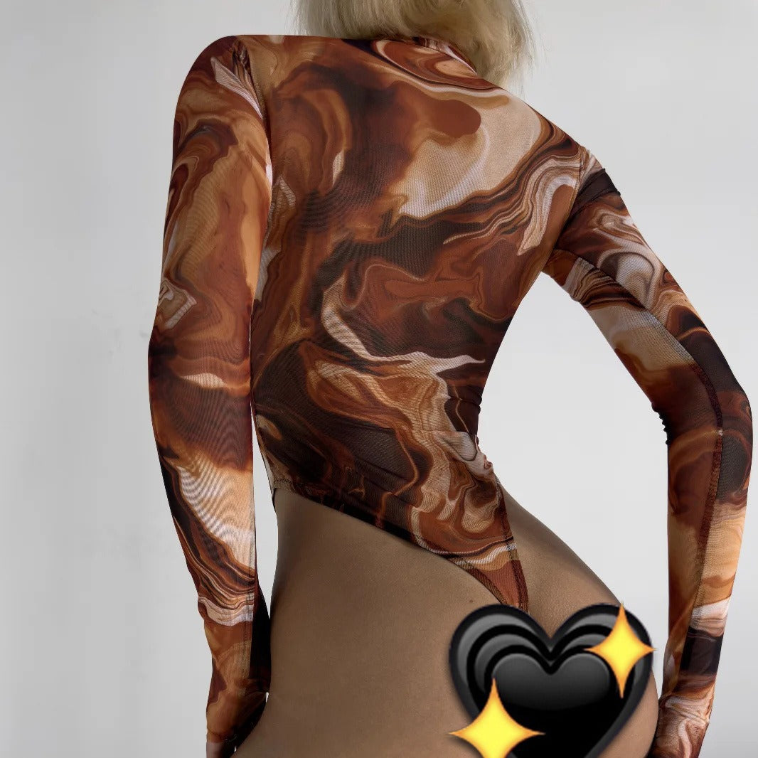 freedombeauty|Tie-dye lingerie onesie tie-dye sexy tight-fitting bodysuit