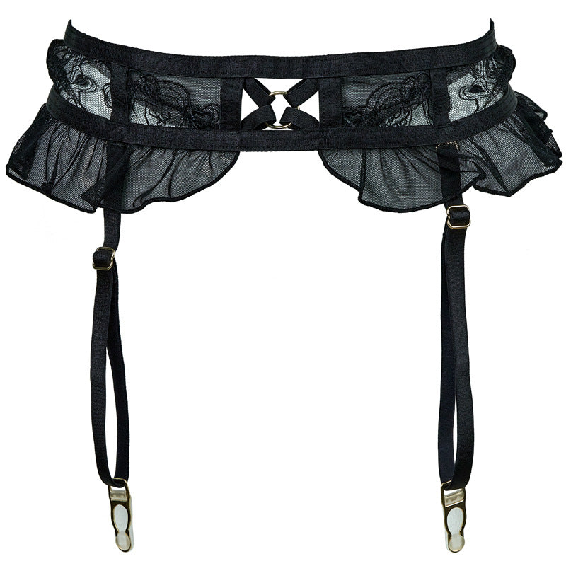 FREEDOMBEAUTY | FQ2863T221M212 Women's French Underwear 1/4 Cup Embroidered Lace Underwear Lift Up Breast Pure Black