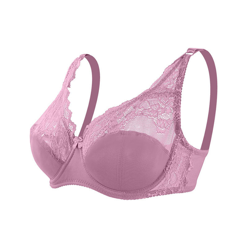 Freedombeauty | Sexy lace mesh large size adjustment bra European and American style gathering anti-sagging steel rim underwear bra