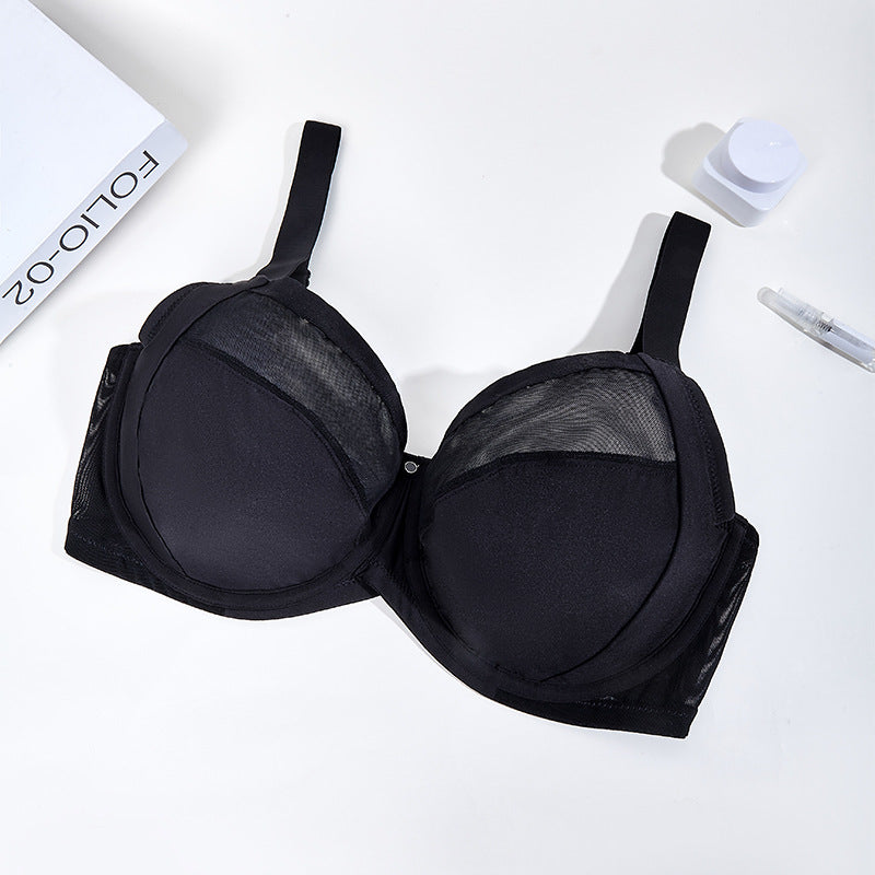 Freedombeauty | European and American large-size underwear women's big breasts show small anti-sagging gathering breathable mesh large cup 100kg bra