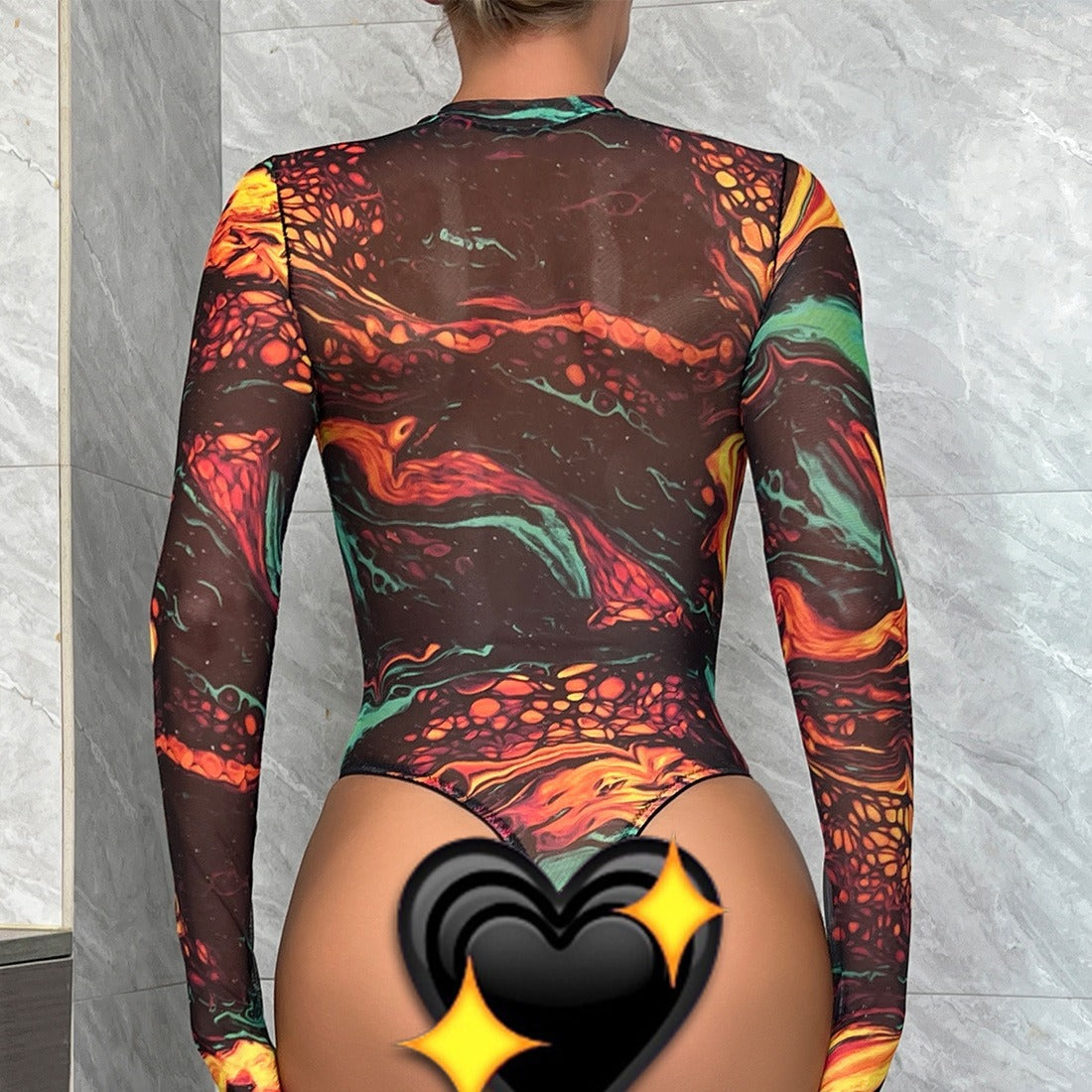 freedombeauty|Tie-dye lingerie onesie tie-dye sexy tight-fitting bodysuit