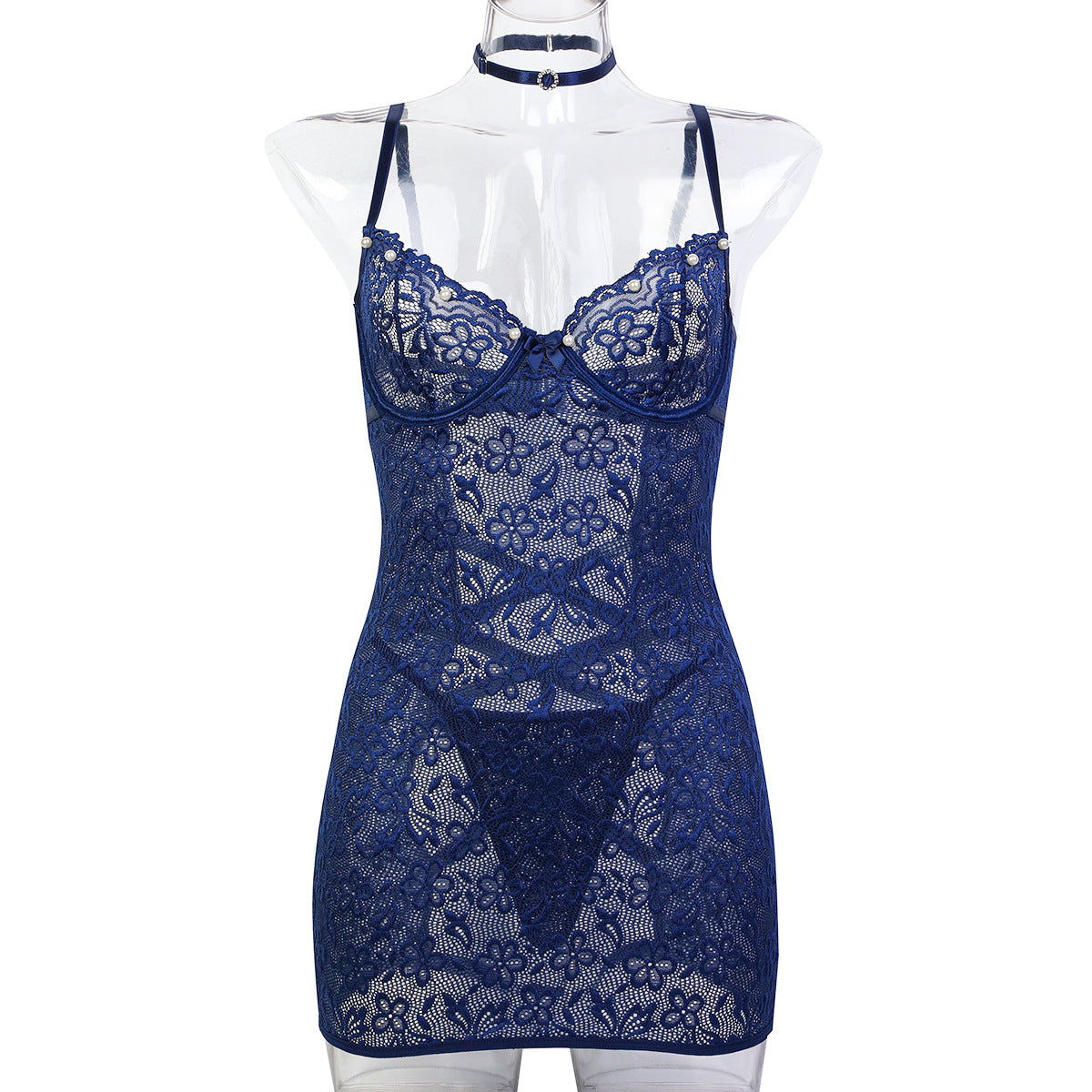 FREEDOMBEAUTY | Home pajamas dress, chest cup, beads can't fall off, European and American French perspective, sexy sex, suspender, hip-wrapped dress 3641