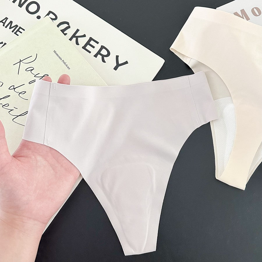 FREEDOMBEAUTY | 9385 ice silk seamless T-shaped women's underwear nude buttocks peach buttocks fitness panties sexy and anti-embarrassing