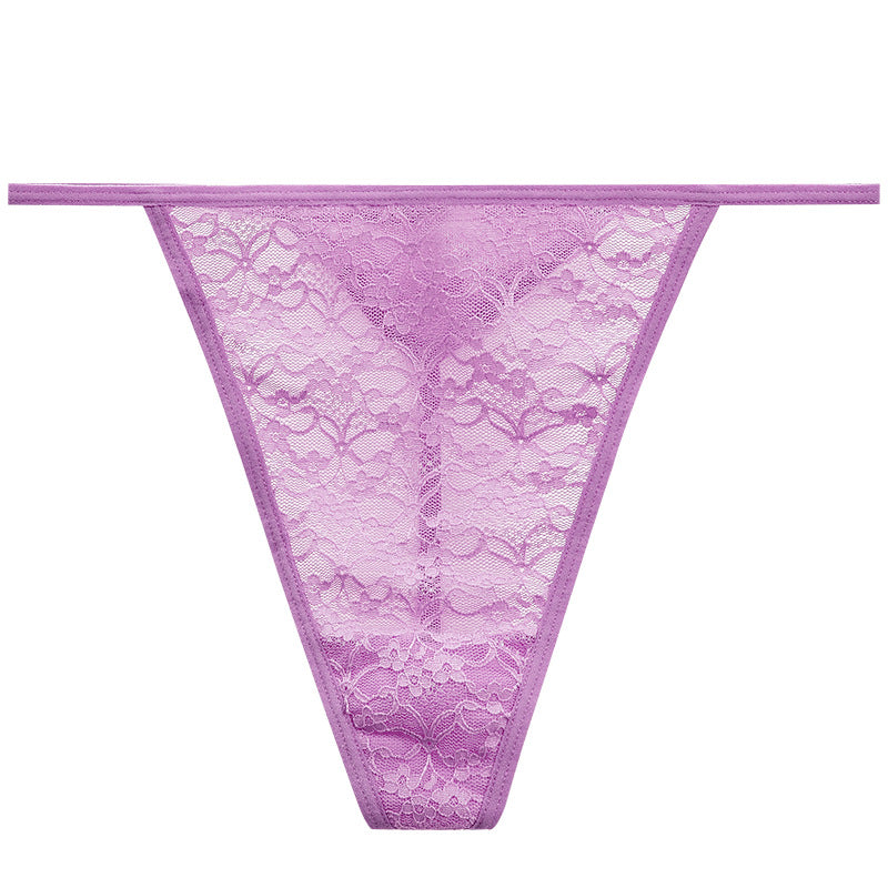 FREEDOMBEAUTY | European and American lace trousers women's transparent mesh yarn one thread t-pants sexy and sexy underwear foreign trade explosion source factory