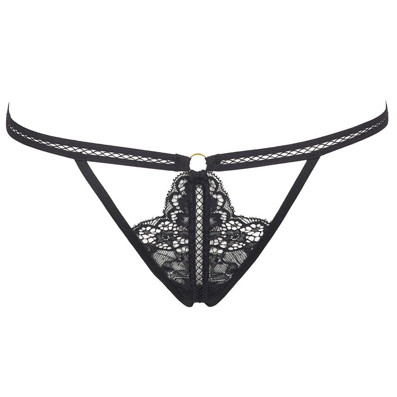 Freedombeauty | FQ2731 Black Lace Glitter Perspective Mesh Sexy Pajamas onesie Triangle Cup Low Waist Panties Garter Belt