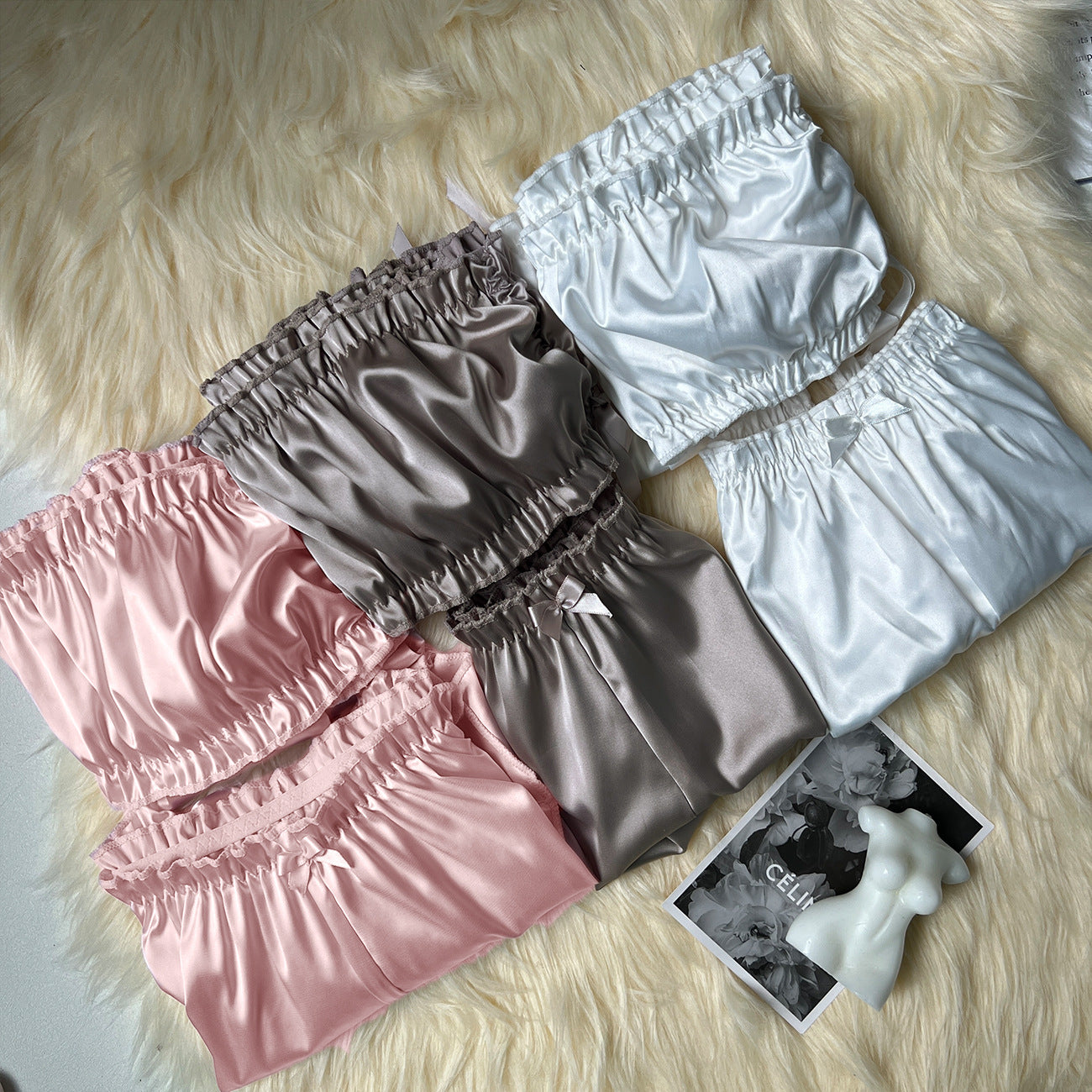 freedombeauty|Sexy tube top pajamas fashion casual loungewear shorts set