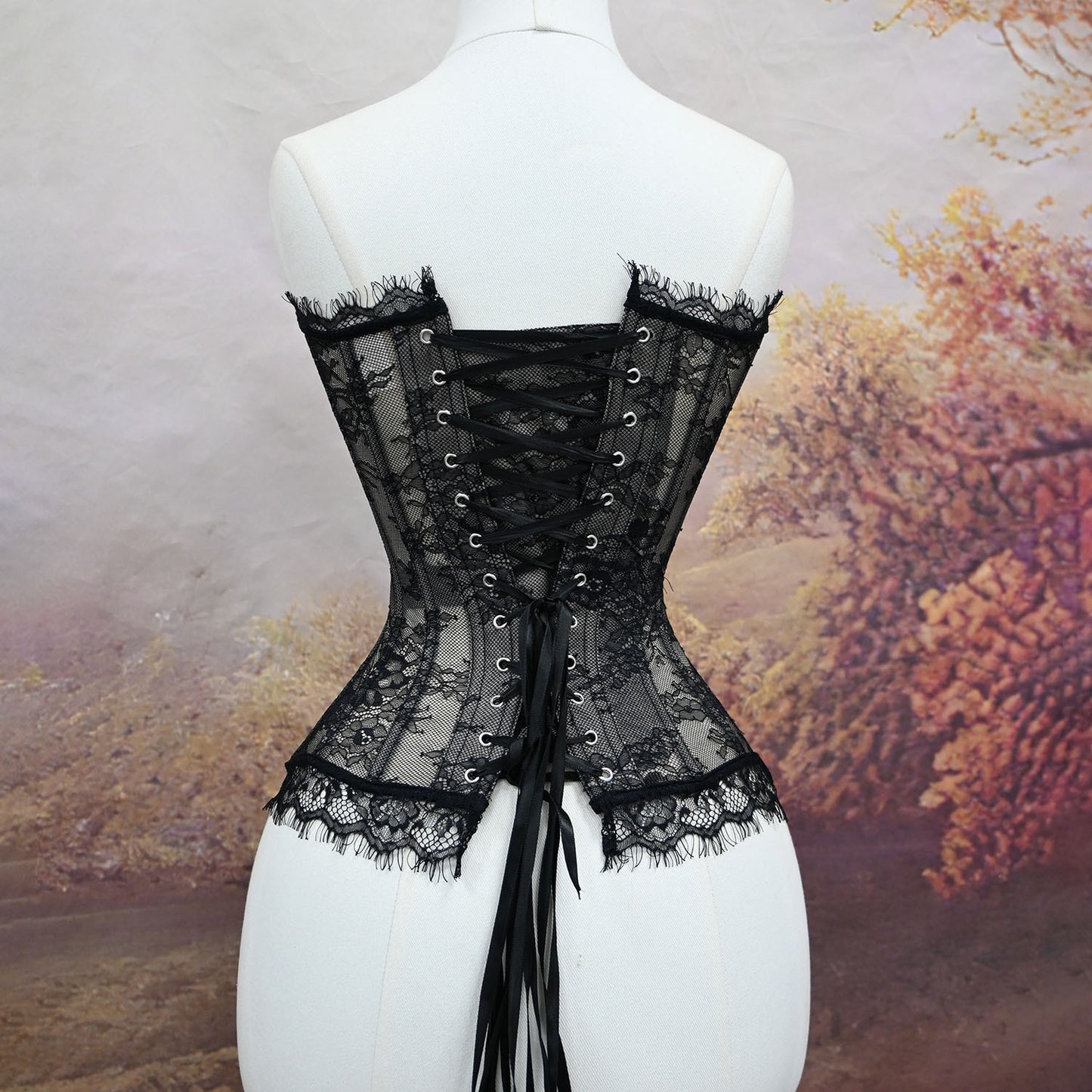 FREEDOMBEAUTY | 7020 New Foreign Trade Big Peony Lace Lace Fashion Versatile Steel Bone Corset Belly Corset