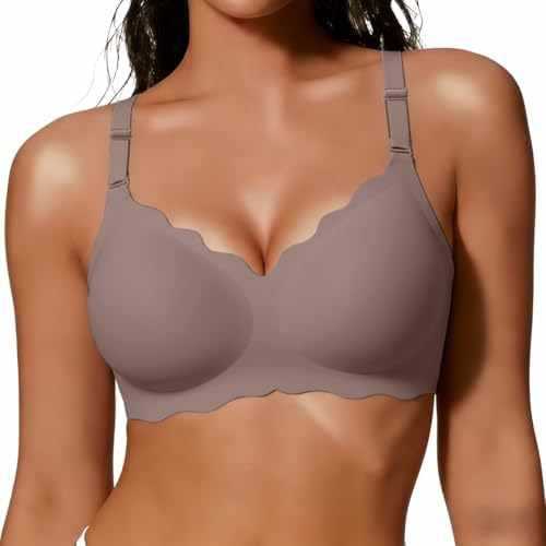 FREEDOMBEAUTY Jelly Bras for Women No Underwire Scalloped Push U