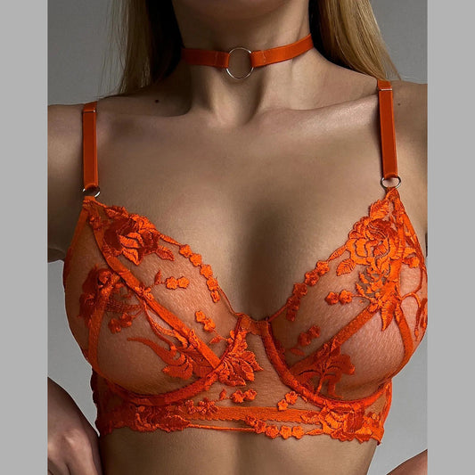 freedombeauty|New exquisite embroidered three-point sex mesh yarn · embroidery perspective set