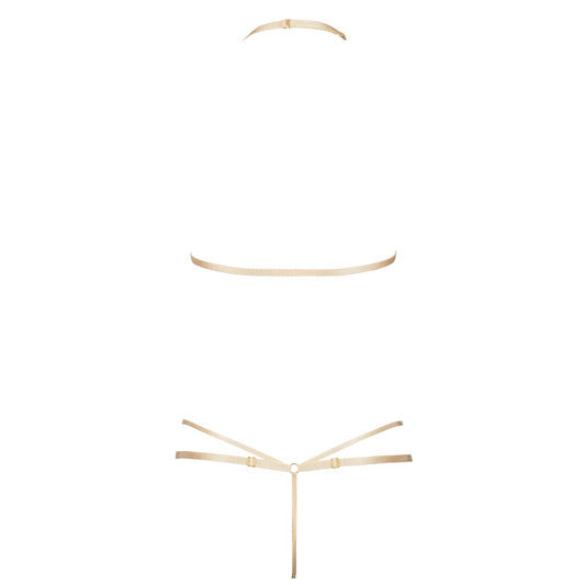 Freedombeauty | FQ2729 bronzing eyelash lace three-point champagne golden triangle cup neck back thong sex set