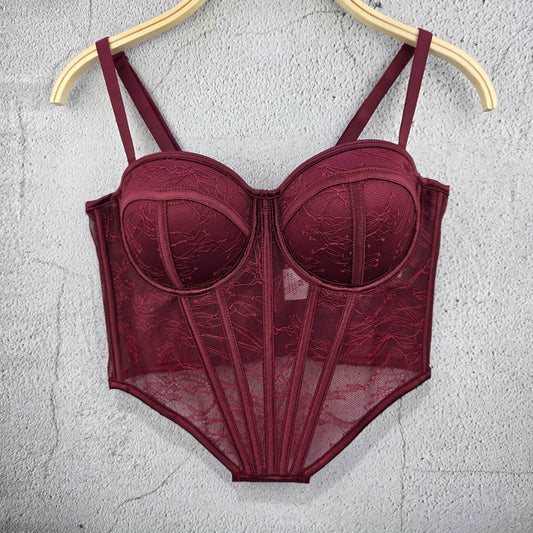 FREEDOMBEAUTY | Lace Sling Vest with Chest Pad Women's Exterior Pure Sexy Skinny Bottom Top Summer