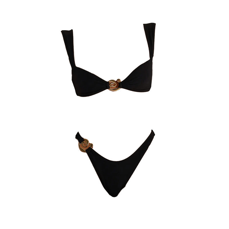 FREEDOMBEAUTY | 2025 new European and American metal buckle sexy swimsuit women's beach bikini hot spring swimsuit bikini