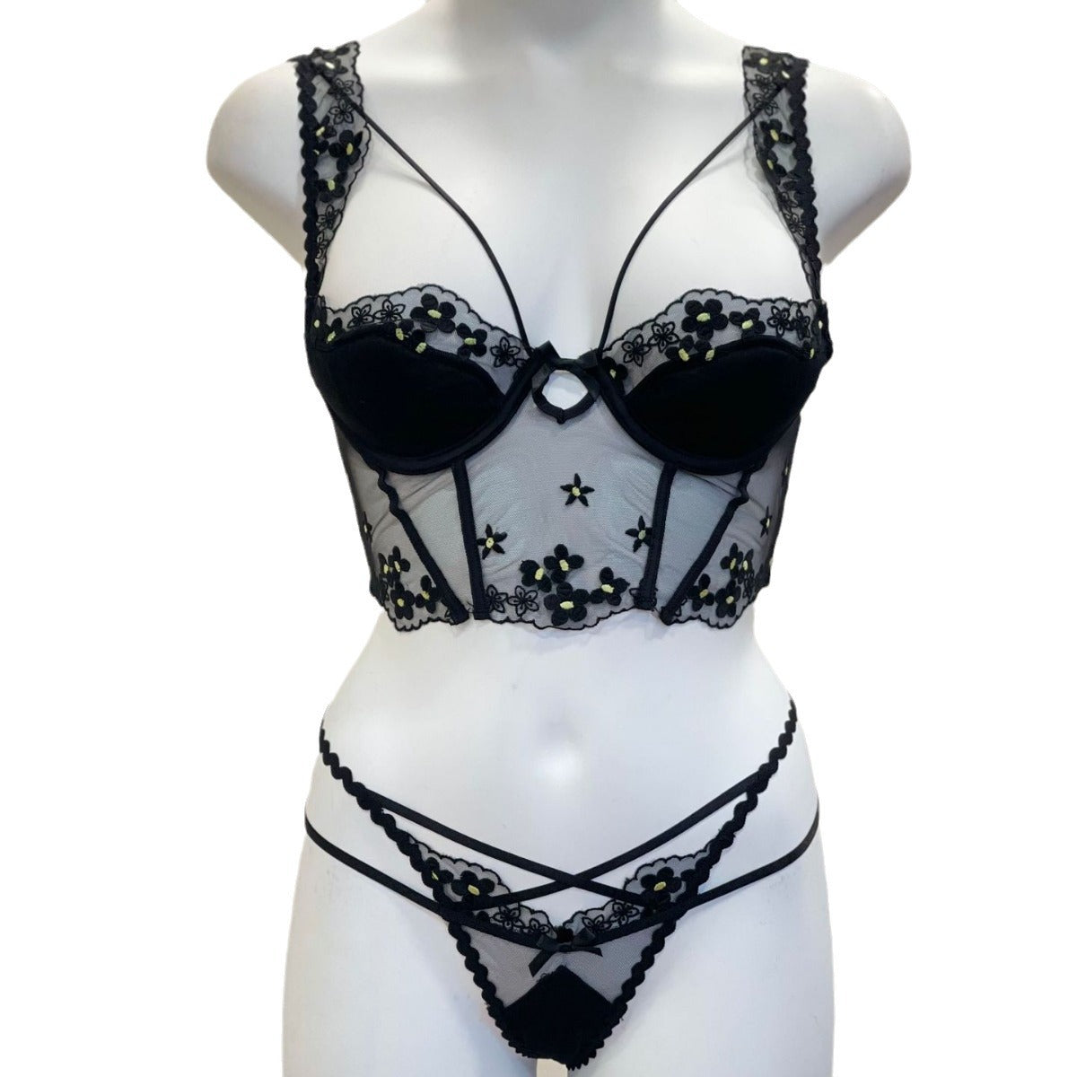 FREEDOMBEAUTY | Niche embroidered lace pure desire sultry vest underwear set thin bra sexy bra set
