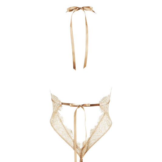 Freedombeauty | FQ2716 bronzing eyelash lace big beauty back strap deep V neck golden onesie European and American exports high quality