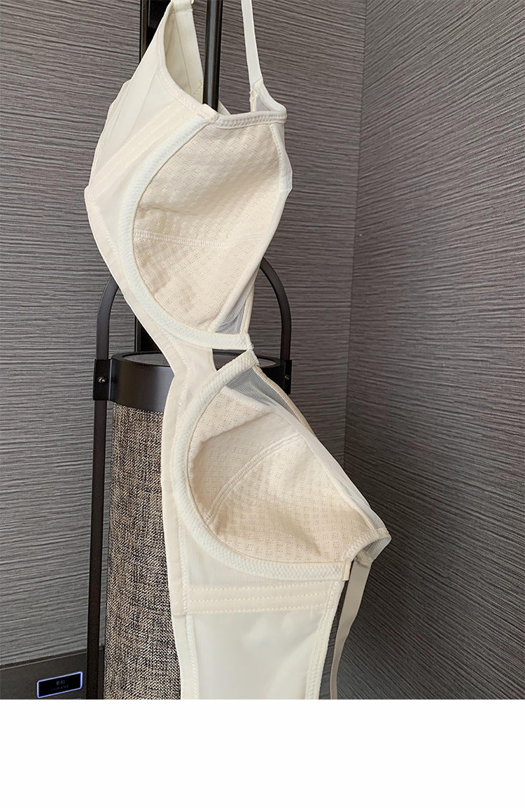 Freedombeauty | French Large Size Traceless Mesh Hollow Underwear Women's Thin Large Breast Small Soft Support Anti-sagging Beautiful Back Bra