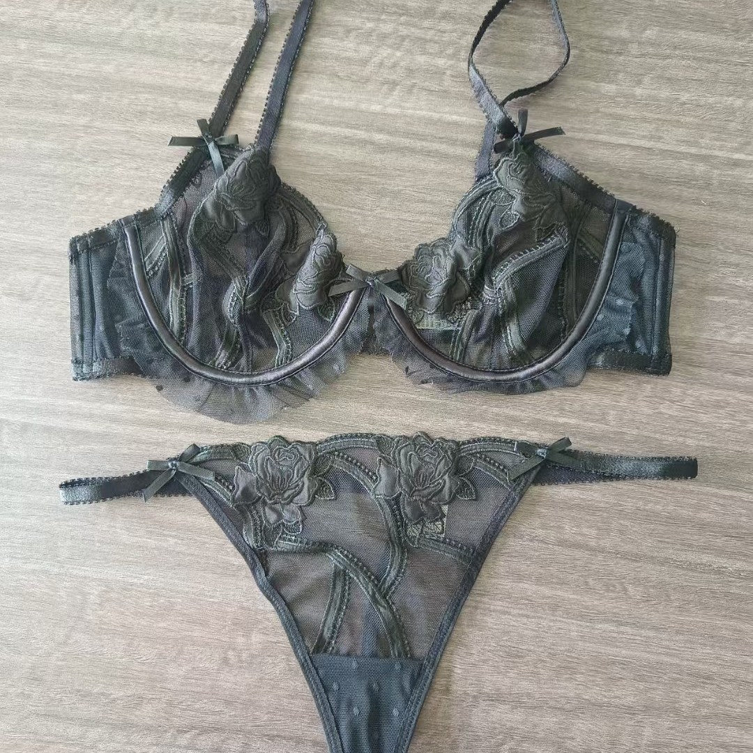 Freedombeauty | 24 new autumn and winter sexy French ultra-thin bra set women's sex seduction underwear