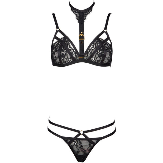Freedombeauty | FQ2768 Design Sense Personality Lace Sex Underwear Removable Neck Gathering Bra Thong Garter Through