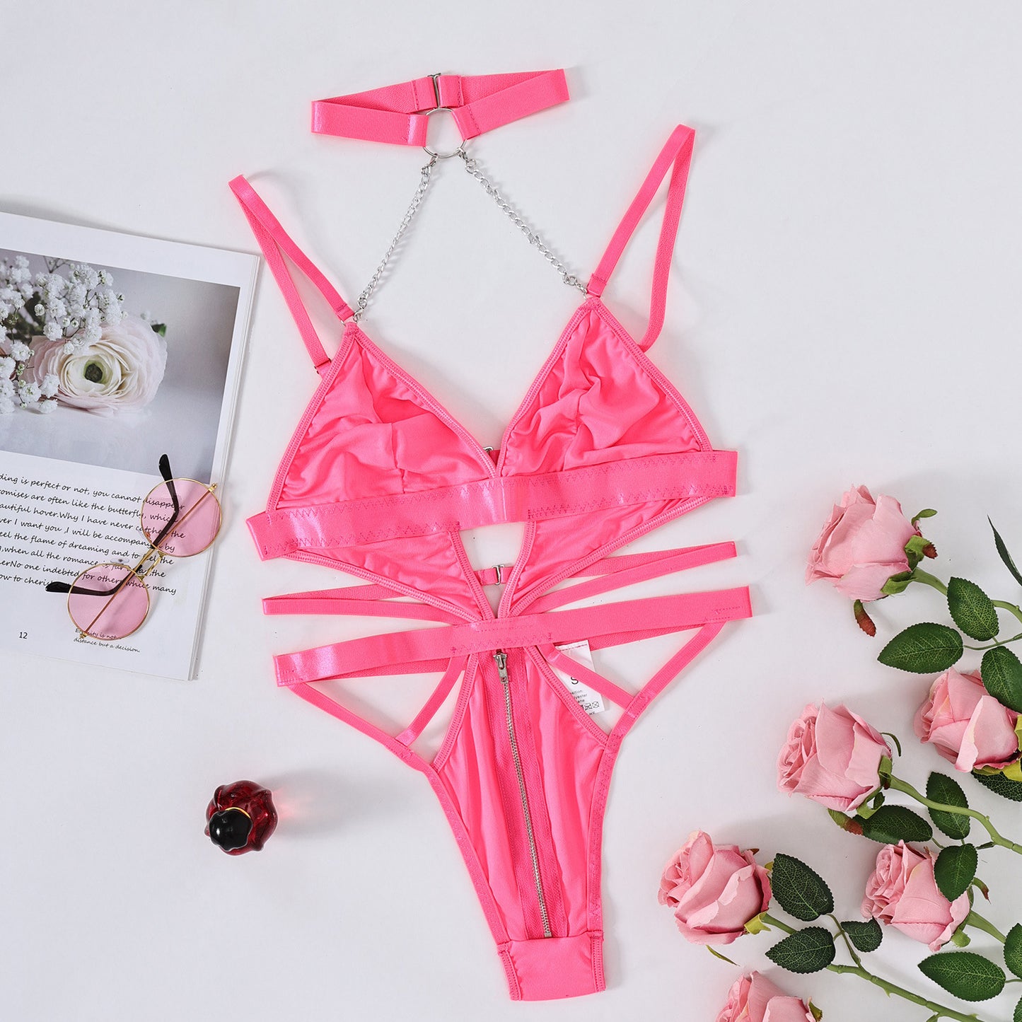 Freedombeauty | Popular Sex Metal Chain Collar Sexy Nightclub Uniform Seduction bodysuit 26998