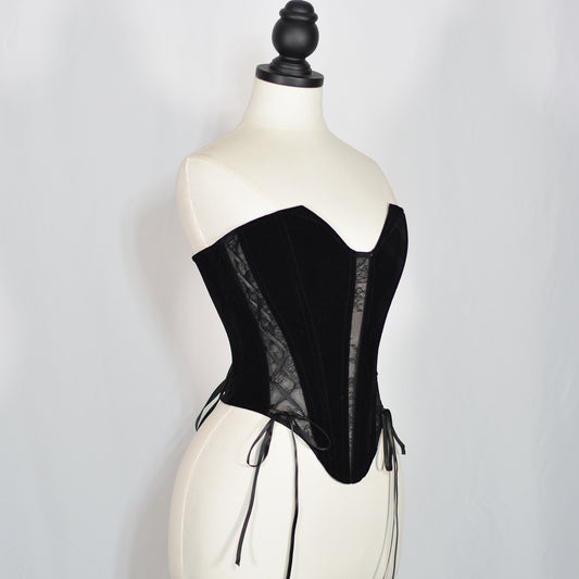 FREEDOMBEAUTY | 768 Foreign Trade Amazon Velvet Peony Lace Ribbon Sexy Versatile Outer Wear Fishbone Shapewear Corset