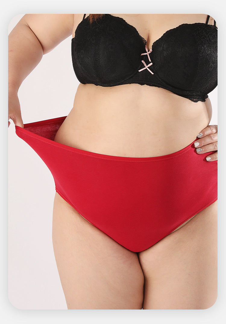 Freedombeauty | plus Size Red Underpants Women's Pure Cotton 130.00kg Life Dragon Year Wedding Celebration Sexy Lace Briefs Rich Shorts
