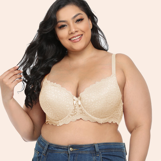 Freedombeauty | New Underwear with Steel Ring Lace Thin Fat Sister plus Size Bra Gathered Full Cup