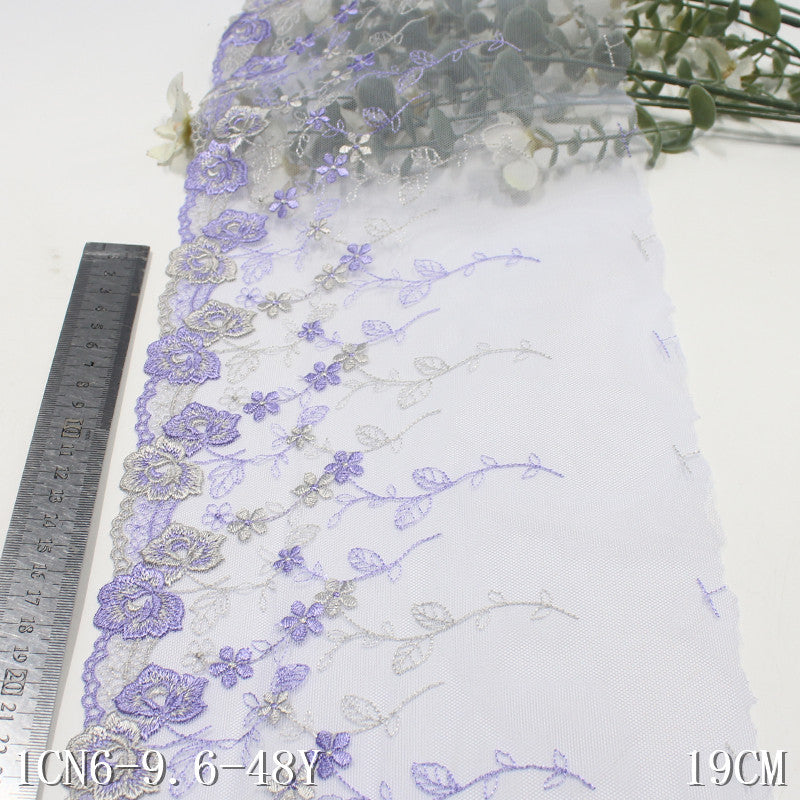 freedombeauty|Two-tone French Style Single-sided Small Flower Mesh Embroidery 19cm Curtain Sofa Cushion Lace Trim DIY Accessories