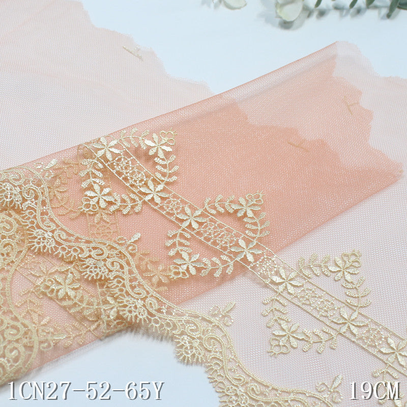 freedombeauty|Two-tone Single-sided French Delicate Wreath Mesh Embroidery Curtain Sofa Cushion Lace Trim DIY Accessories