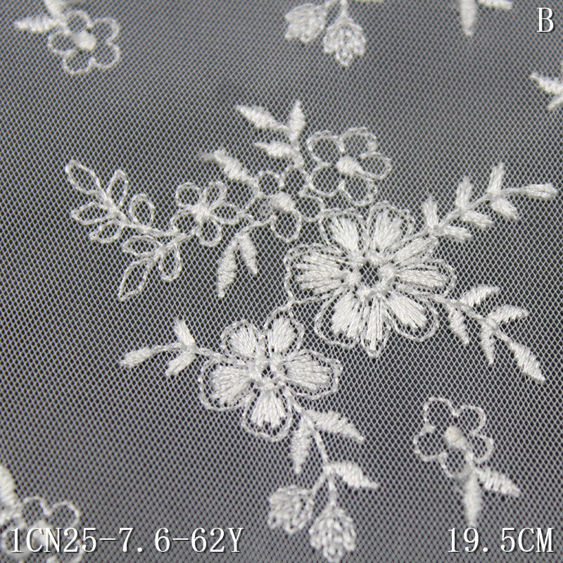freedombeauty|White Mesh Polyester Thread Small Floral Delicate Straight Edge Embroidery Trim Accessories for Clothing Handmade DIY