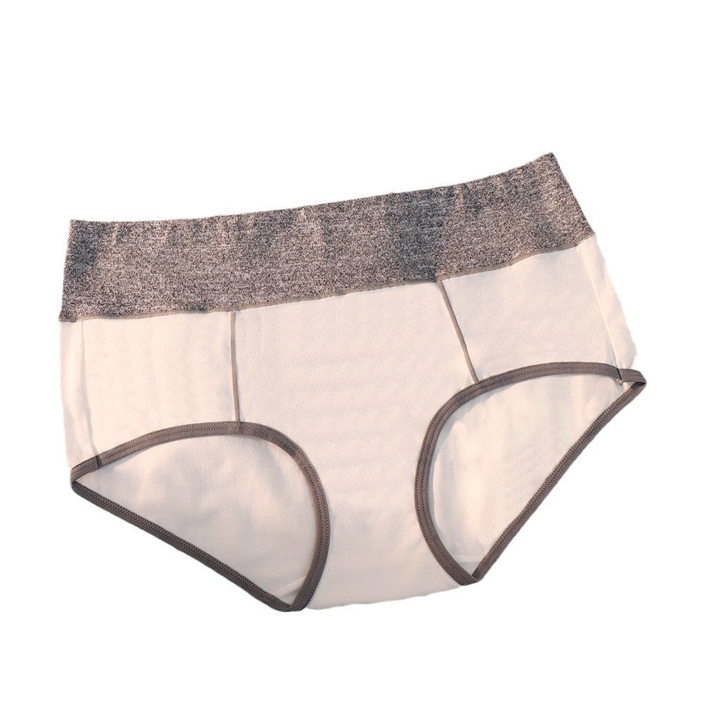 Freedombeauty | plus Size Briefs Color Matching Pure Cotton Mid-Waist Hip Lifting Underwear Women's Waist-Tight European and American Style
