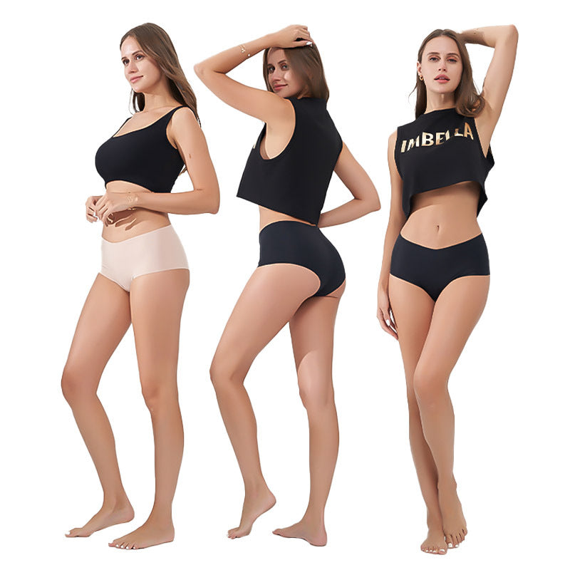 Freedombeauty | New Sewing Women's Underwear Seamless Nude Feel Ice Silk Breathable Briefs Low Waist Sexy T-Back in Stock