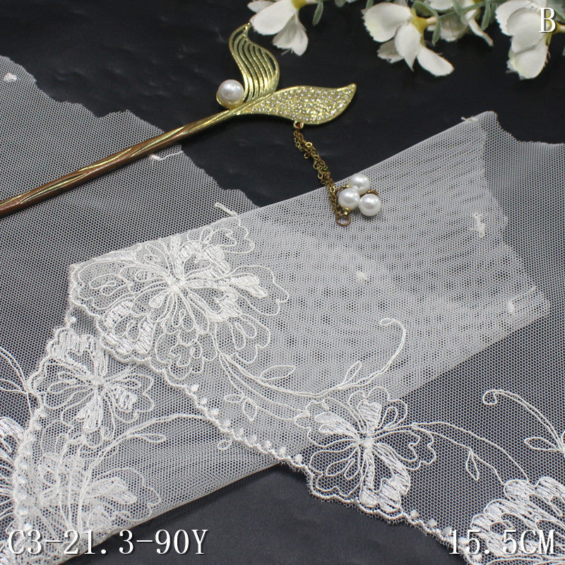 freedombeauty|Two-Color Single-Sided Vintage Floral Lightweight Stretch Embroidery 15cm Clothing Home Textile Lace Trim Accessories