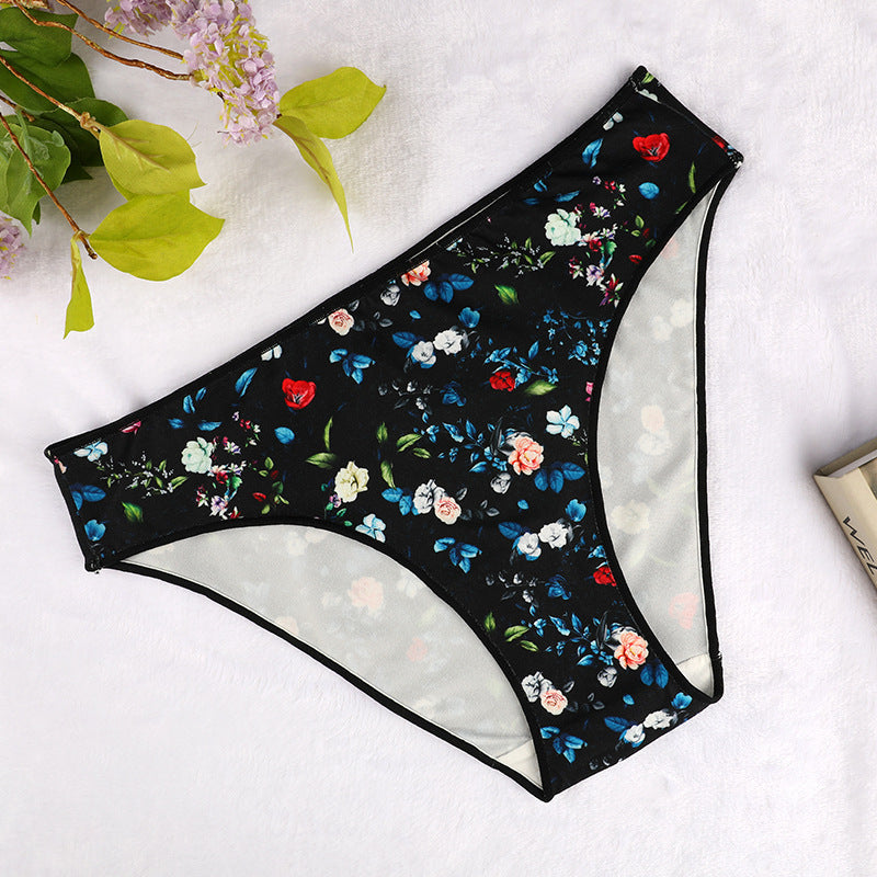 Freedombeauty | T-Back Women's High-Elastic Butterfly Print Leopard Print Low Waist Pure Cotton Underwear Bamboo Velvet Comfortable Hip Lift