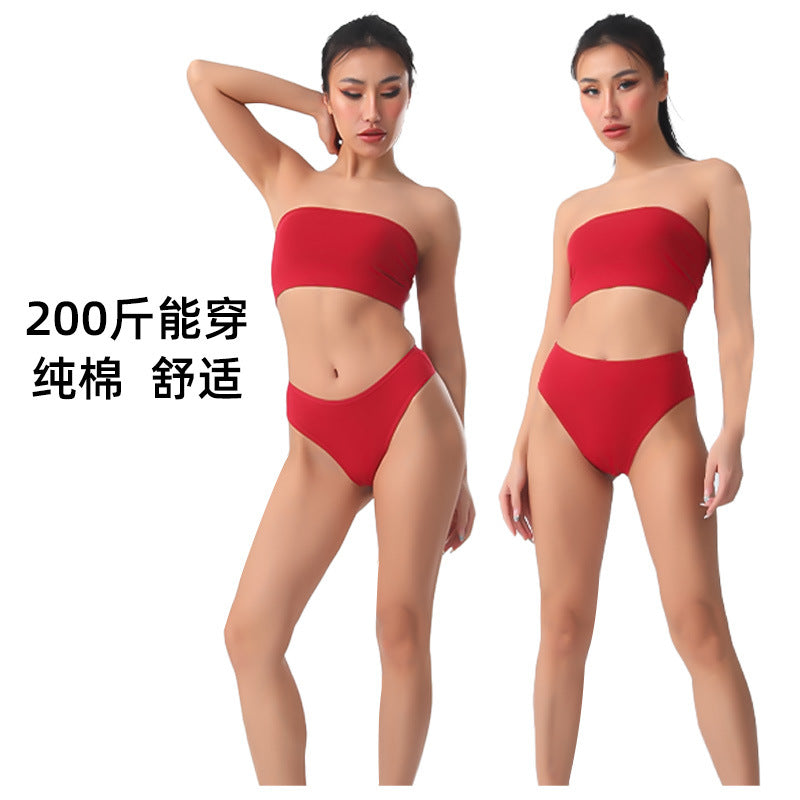 Freedombeauty | plus Size Red Underpants Women's Pure Cotton 130.00kg Life Dragon Year Wedding Celebration Sexy Lace Briefs Rich Shorts