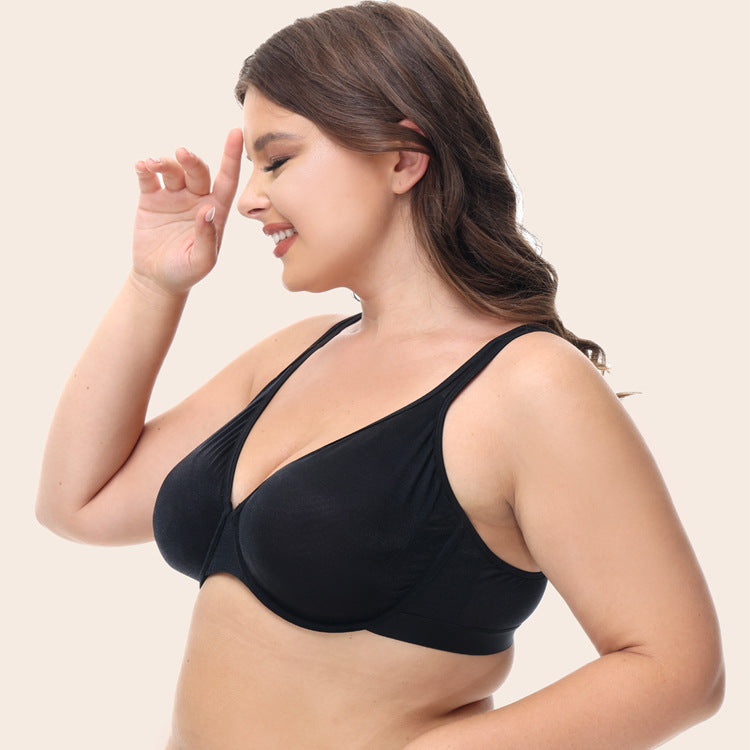 Freedombeauty | Metallic Shiny plus Size Ultra-Thin Bra European and American Underwear Women's Breast Contracting Bra Cdefgh Cup