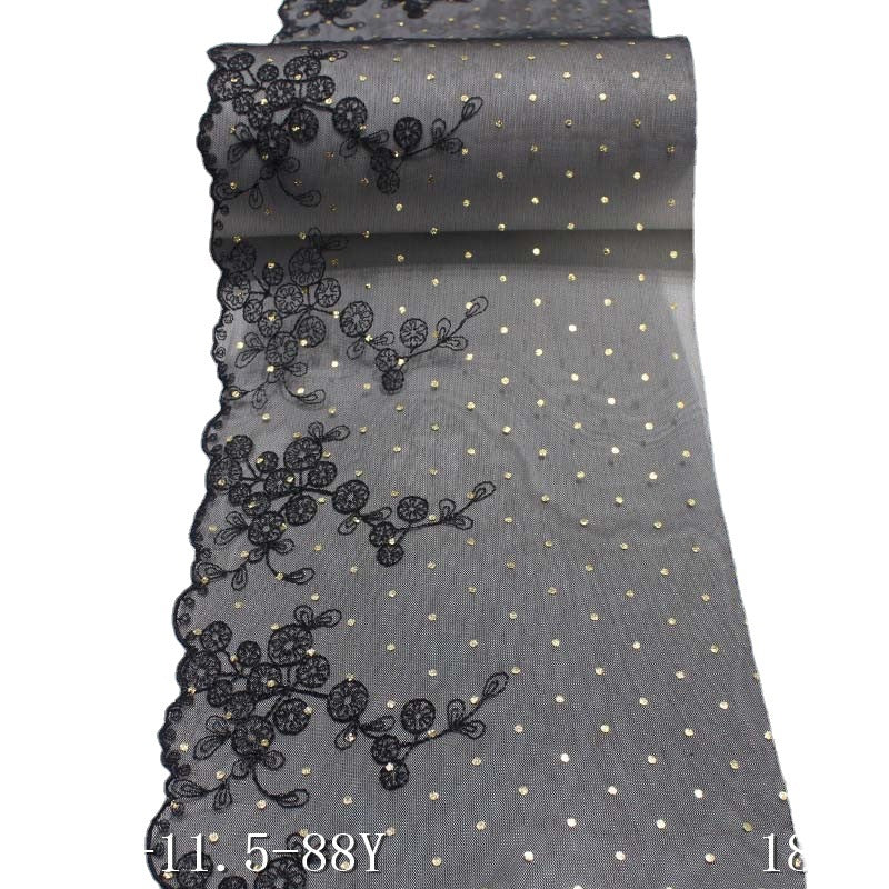 Freedombeauty | Black Classic Single Side Polyester Thread Spot Embroidery Lace DIY Accessories Curtain Mother Dress Lace