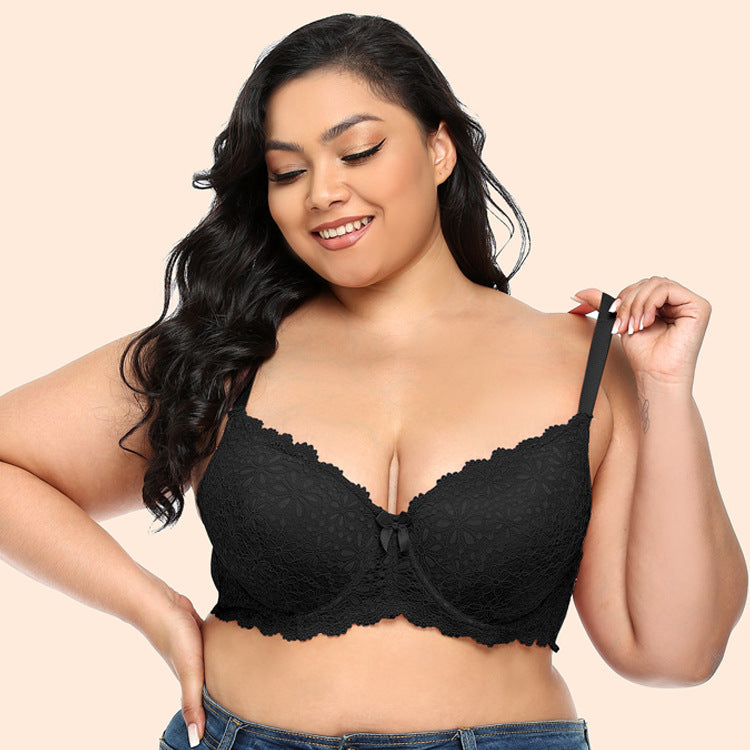 Freedombeauty | New Underwear with Steel Ring Lace Thin Fat Sister plus Size Bra Gathered Full Cup