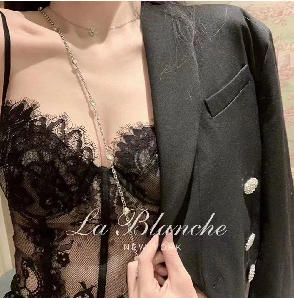 Freedombauty | new French style Fishbone lace sexy sling vest WOMEN'S slim fit slimming top inner wear