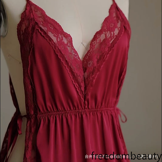 Freedombeauty | 7033 Split satin pajamas on both sides, self-designed