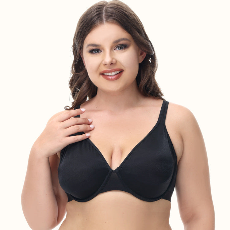 Freedombeauty | Metallic Shiny plus Size Ultra-Thin Bra European and American Underwear Women's Breast Contracting Bra Cdefgh Cup