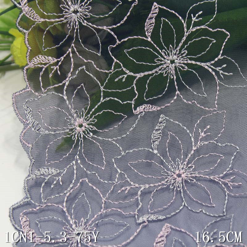 Freedombeauty | Blue Unilateral Polyester Thread Flowers Print Embroidery Lace DIY Curtain Sofa Cushion Lace Accessories