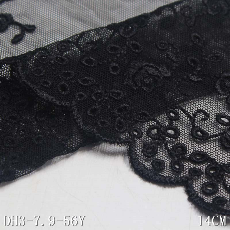 Freedombeauty | Black Single Side Small Flower Embroidery Pattern Lace DIY Handmade Curtain Sofa Cushion Accessories Lace