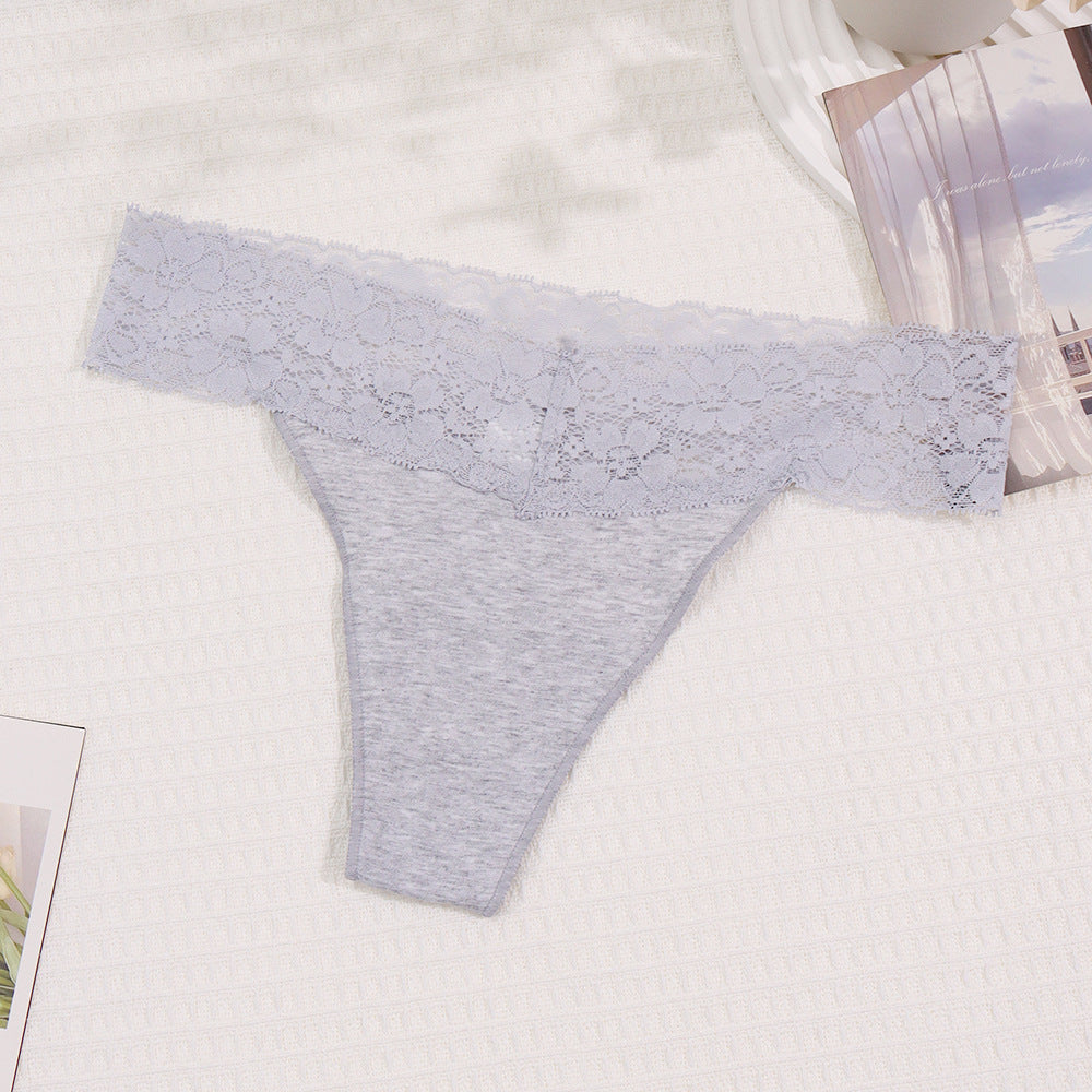 Freedombeauty | New Panties Cotton Women Lace Sexy Low Waist Seamless Breathable Invisible Underpants Simple Female T-Back