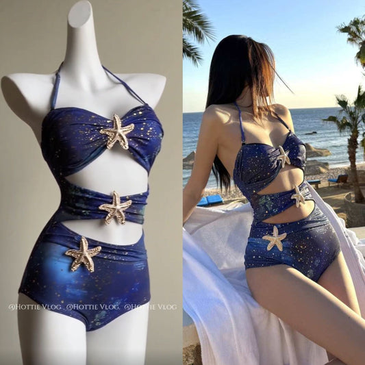 freedombeauty|25 New Style High-End Hollow Sexy One-Piece Swimsuit Two-Piece Vacation Long Dress Bikini Beach Hot Spring Swimsuit