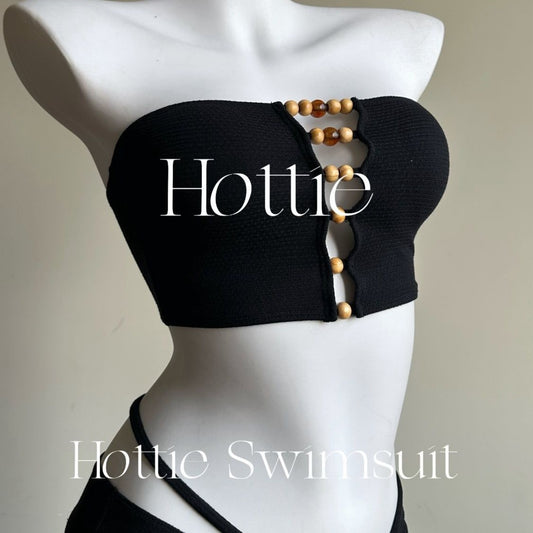 freedombeauty|New Chinese Style Beaded Strapless Two-Piece Long Skirt Bikini Three-Piece Set Sexy Hot Girl Slimming Beach Spa Swimsuit