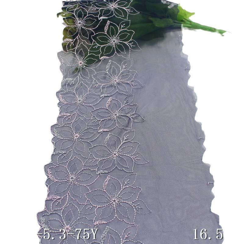 Freedombeauty | Blue Unilateral Polyester Thread Flowers Print Embroidery Lace DIY Curtain Sofa Cushion Lace Accessories