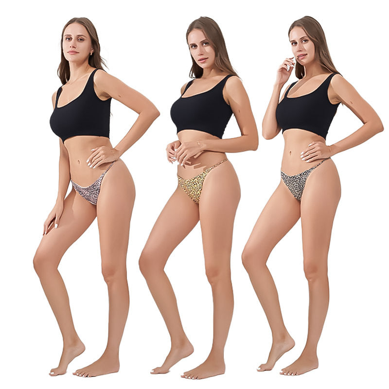 Freedombeauty | Leopard Print T-Back Women's Thin Belt Low Waist Sexy Briefs Breathable Invisible in Stock Support